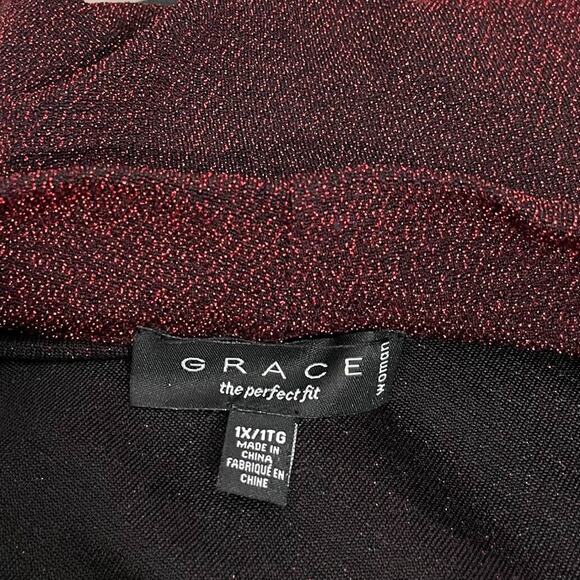 Grace The Perfect Fit Plus Size 1X Red Sparkle Glitter Top Y2K Glam Metallic - Picture 5 of 10
